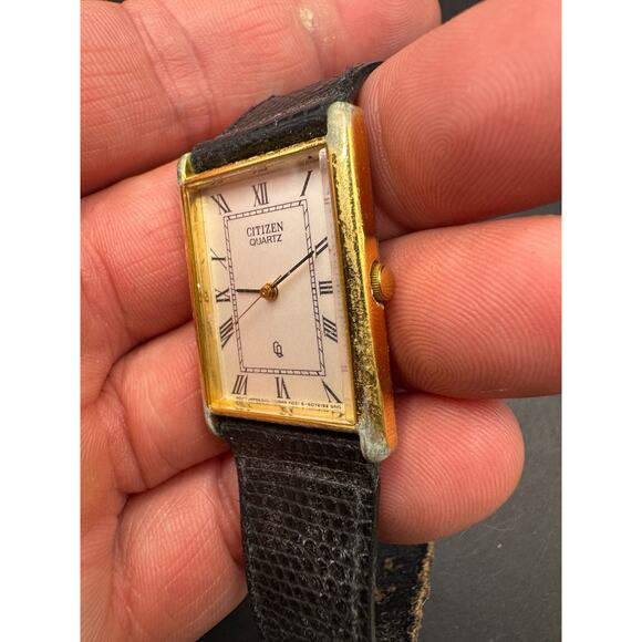 Citizen CQ 4031-893743 Quartz Analog Ladies Watch Gold Tone Black Leather Band main image 10
